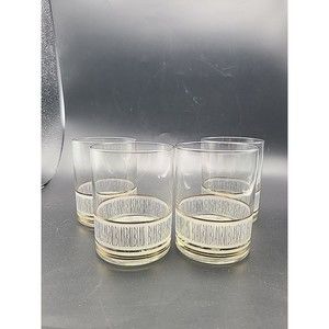BILL BLASS Vintage Set (4) Fashion Designer Double Whiskey Glasses Cocktail 12oz